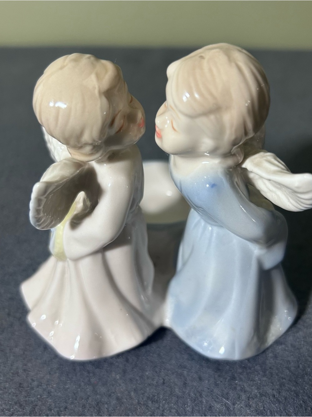 Porcelain Kissing Angels Vintage Votive Tea Light Candle Holder